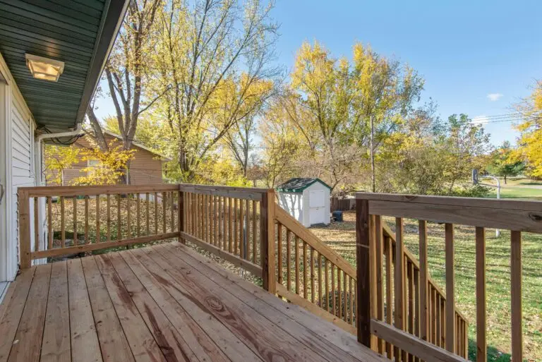 residential wooden deck in a backyard sealed with GoNano wood sealant